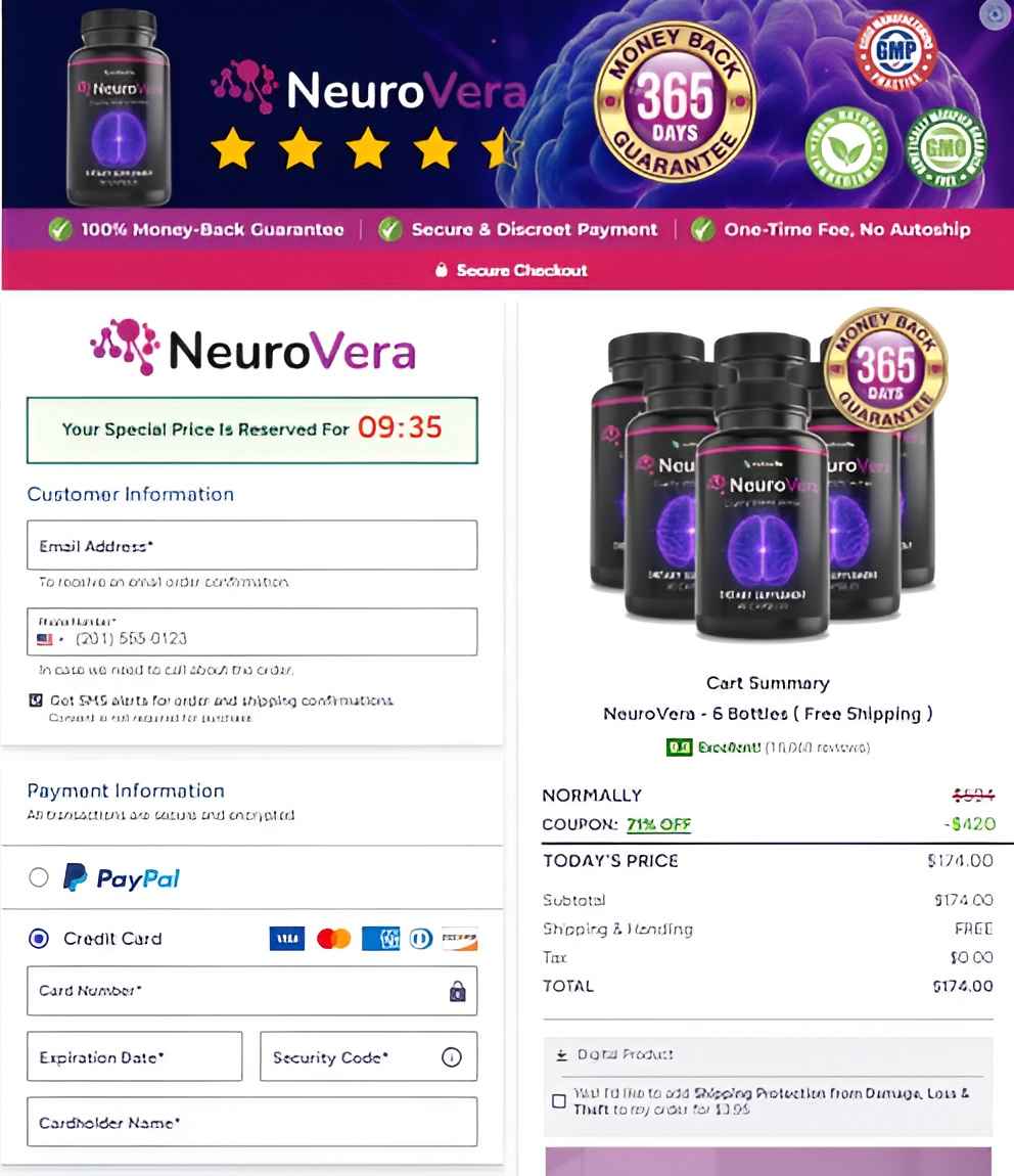 NeuroVera Secure Order Page — Checkout